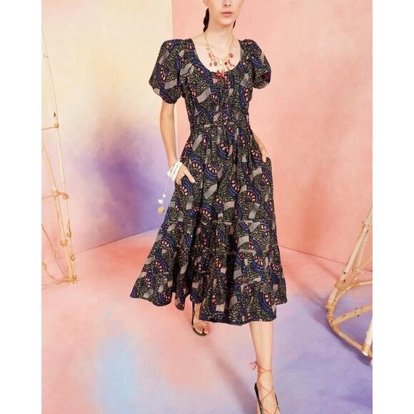 Ulla Johnson Juniper Dress Midi Floral Puff-Sleeve Cotton size 0 bohemian - Picture 10 of 10